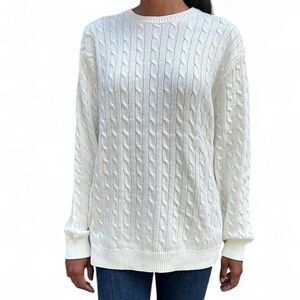 Brandy Melville Cable Knit Crewneck Sweater - White